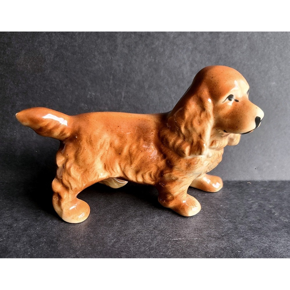 Vintage Morton Pottery Ceramic Golden Brown Cocker Spaniel Dog Figurine Glossy
